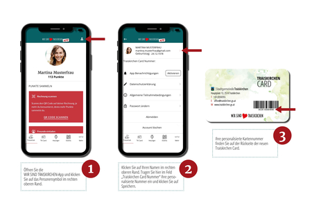 Grafiken der Traiskirchen App wie sie mit der Traiskirchen Card verknüpft wird