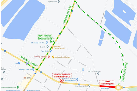Google Maps: Grafik Umleitung.
