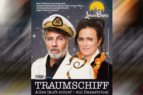 Werbeplakat: Traumschiff - Alles läuft schief, beim Kultursommer Laxenburg.