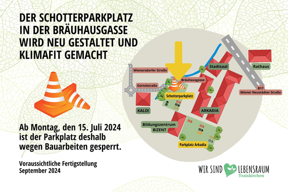 Sanierung nach ökologischen Gesichtspunkten des Schotter-Parkplatzes in der Bräuhausgass © Stadtgemeinde Traiskirchen